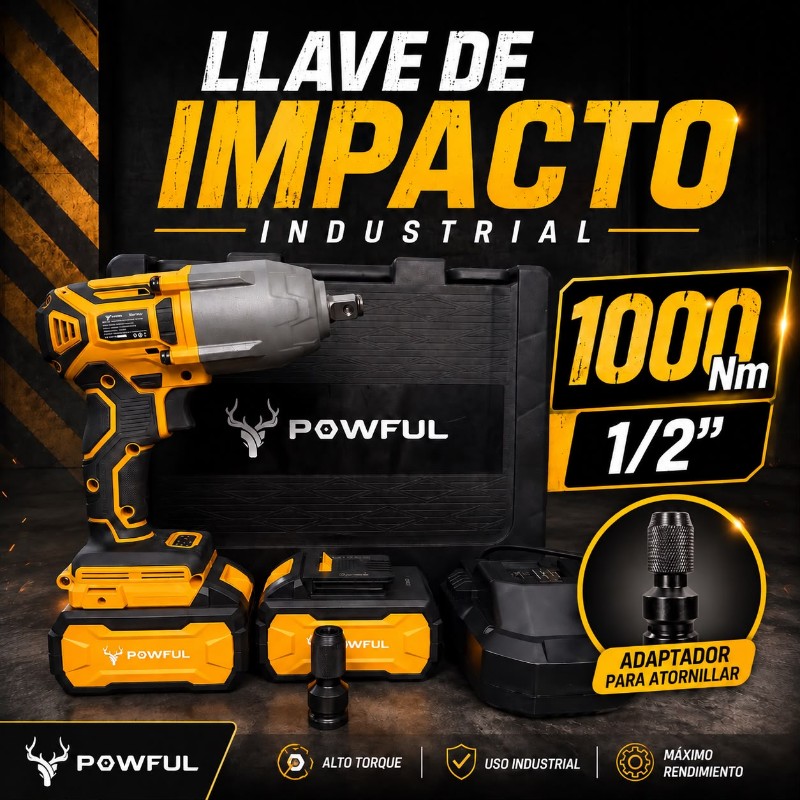 LLAVE DE IMPACTO INALÁMBRICA POWFUL 1000