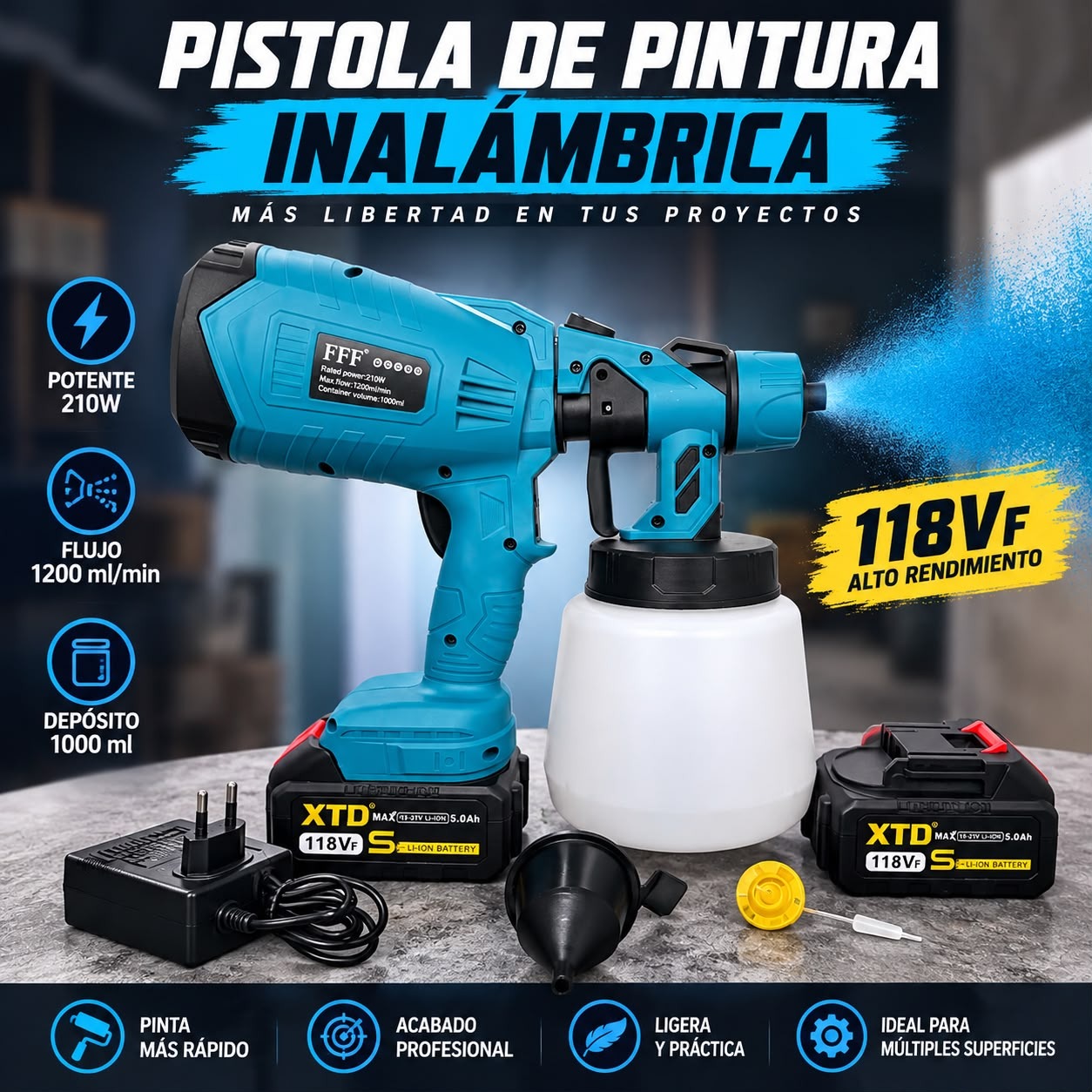 🔥 PISTOLA DE PINTURA INALÁMBRICA🔥  🎨