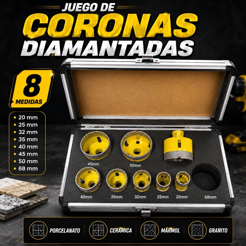 Coronas diamantadas de 8 medidas